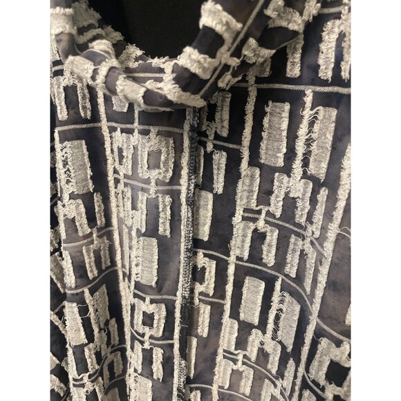 Adore Womens Geometric Black & White Textured Long Sleeve Asymmetrical Tunic XL - Picture 5 of 6